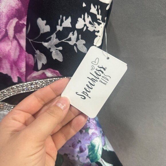 Speechless Girls Floral Print Dress‎ with Rhinestone Detail Size 12 - Picture 4 of 8